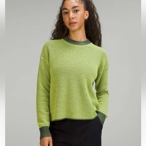 Lululemon Women's Reversible Double-Knit Crew Neck Green Sweater Size: 12